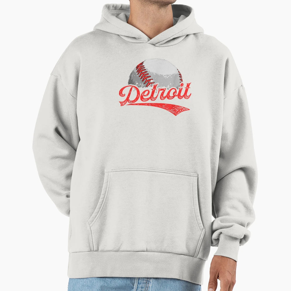 Detroit Cityscape Baseball Lover Hoodie - Unique Graphic Men Women - T-Shirt, Sweatshirt, Hoodie