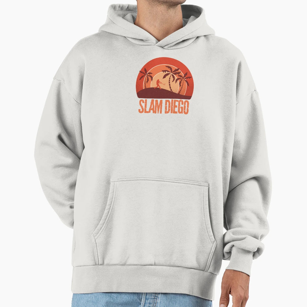 Slam Diego Sunset Palm Tree Diego Baseball Hoodie - Trendy Graphic Unisex - T-Shirt, Sweatshirt, Hoodie
