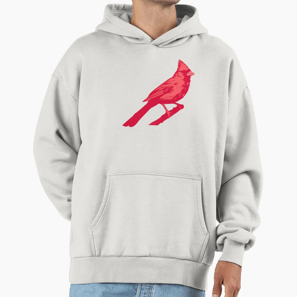 Bold Red Cardinal Branch Striking Bird Hoodie - Trendy Graphic Men Women - T-Shirt, Sweatshirt, Hoodie