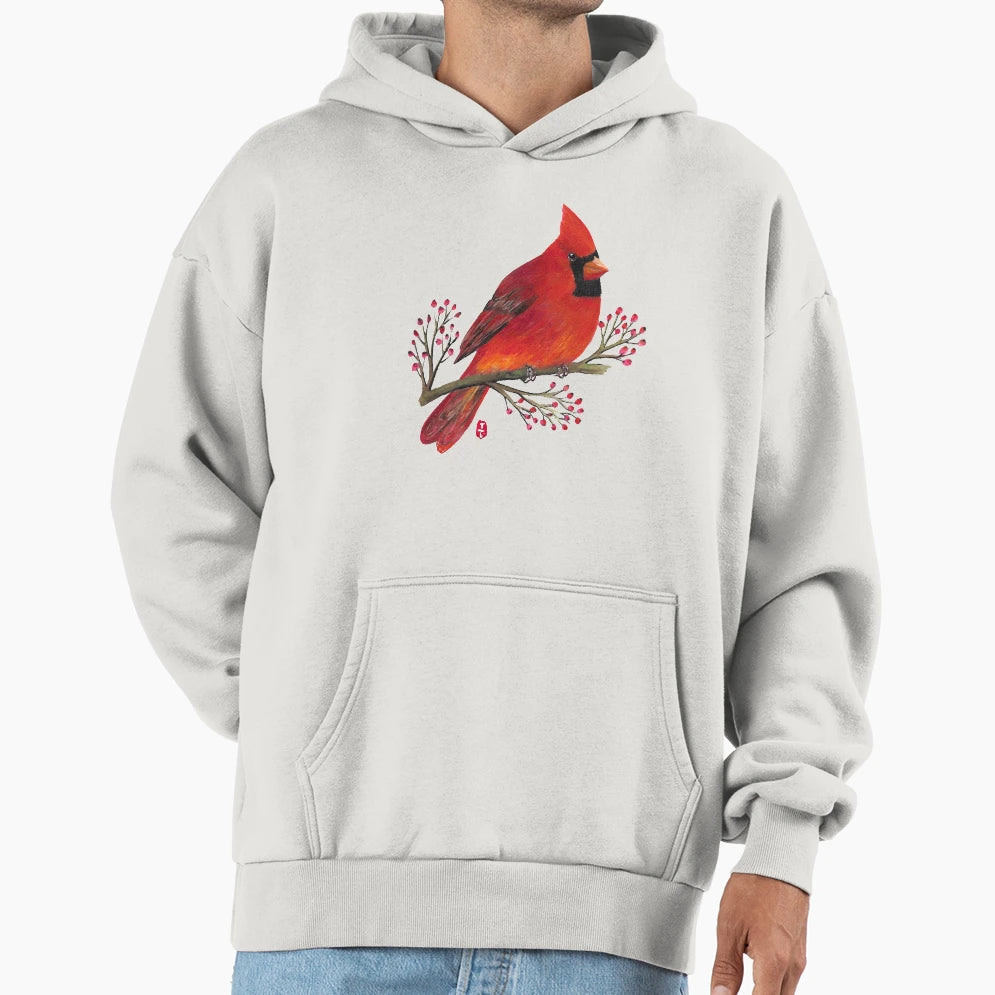 Red Cardinal Hoodie - Minimalist Print for Adults - T-Shirt, Sweatshirt, Hoodie