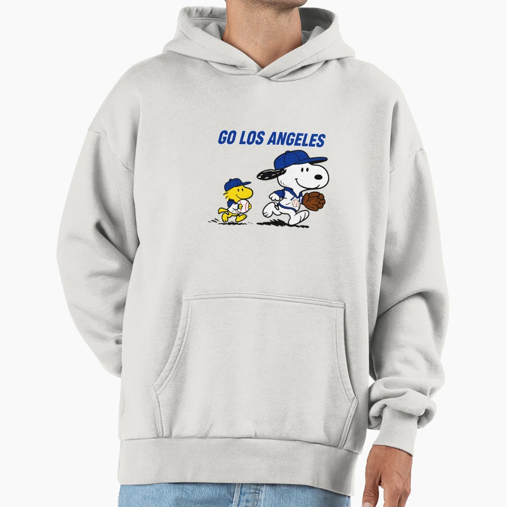 Snoopy Baseball Go Los Angeles Hoodie - Casual Everyday Wear Unisex - T-Shirt, Sweatshirt, Hoodie