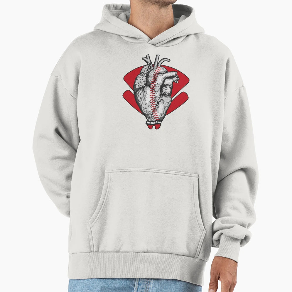 I Love Baseball Stitches Heart Field Hoodie - Unique Graphic for Adults - T-Shirt, Sweatshirt, Hoodie