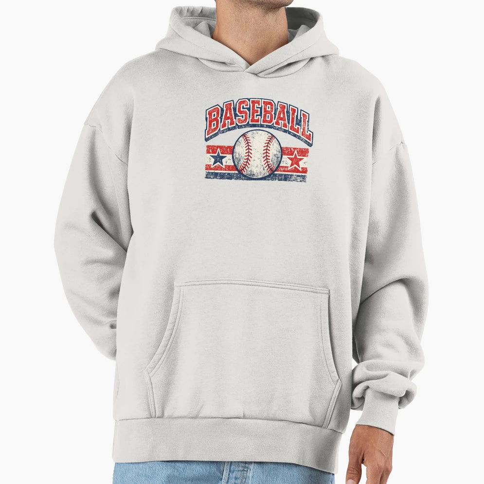 Baseball Distressed Athletic Typography Hoodie - Streetwear Style Unisex - T-Shirt, Sweatshirt, Hoodie