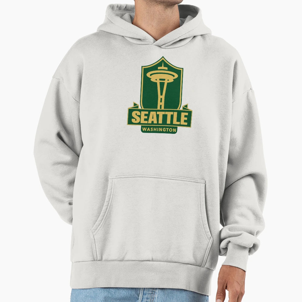 Seattle Space Needle Gold Hoodie - Novelty Apparel Unisex - T-Shirt, Sweatshirt, Hoodie