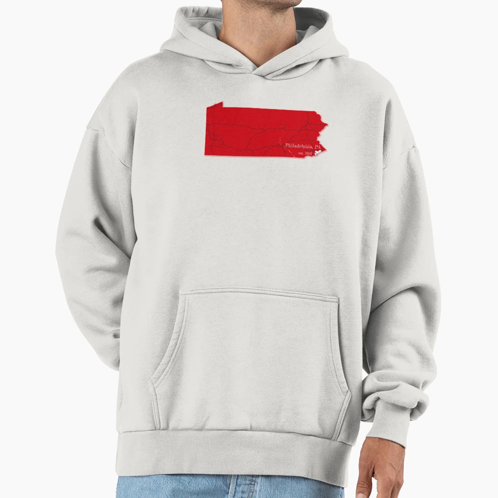 Philadelphia Pa Red Hoodie - Novelty Apparel for Adults - T-Shirt, Sweatshirt, Hoodie
