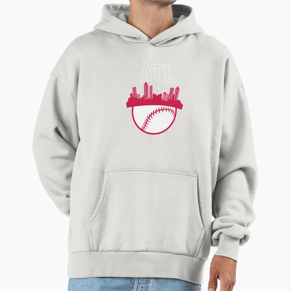 Atlanta Baseball Minimalist Atl Skyline Hoodie - Graphic Print Men Women - T-Shirt, Sweatshirt, Hoodie