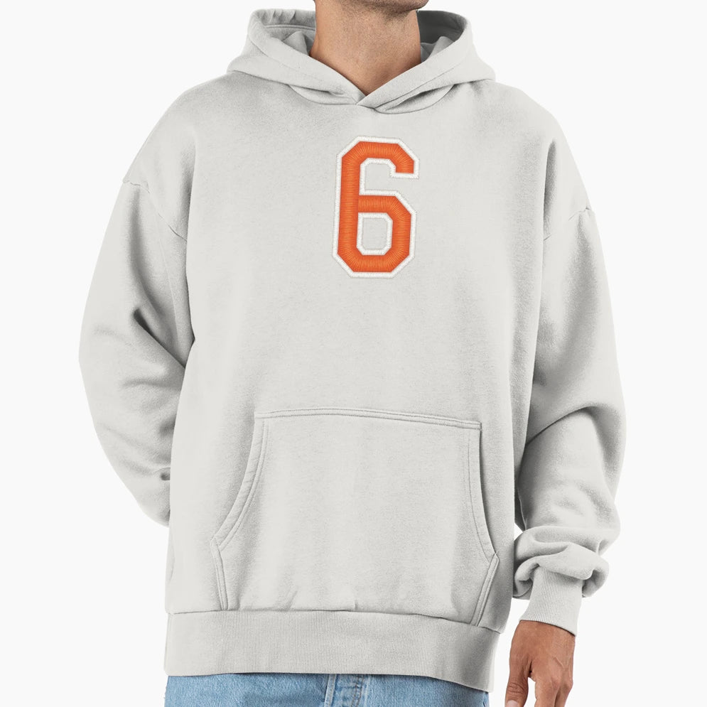 Sports Number 6 Jersey Six Orange Hoodie - Graphic Print for Adults - T-Shirt, Sweatshirt, Hoodie