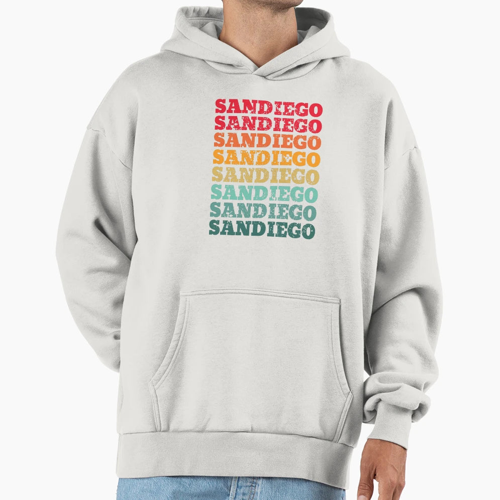 San Diego Repeated Sunset Colors Hoodie - Unique Graphic for Adults - T-Shirt, Sweatshirt, Hoodie