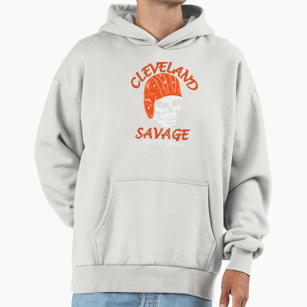 Cleveland Football Fan Savage 1946 Skull Hoodie - Trendy Graphic Men Women - T-Shirt, Sweatshirt, Hoodie