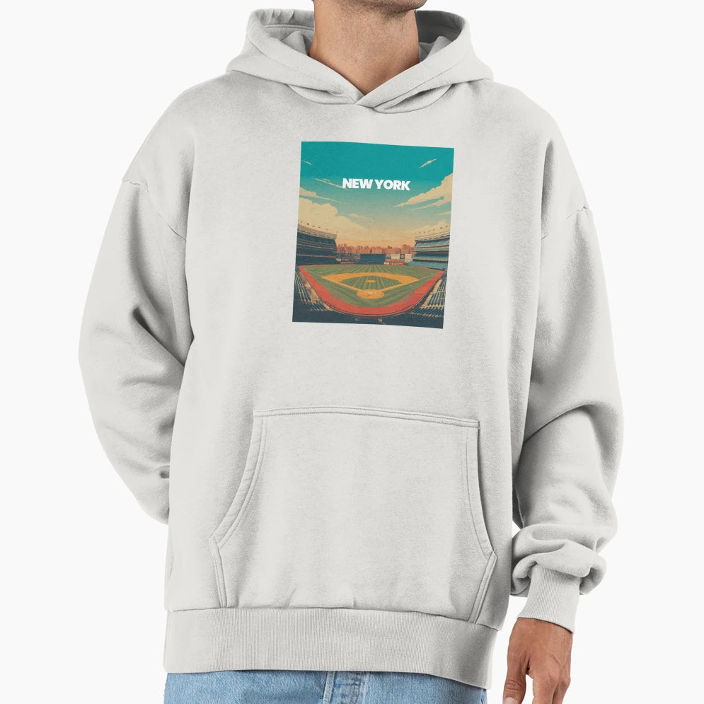 New York Ballpark Minimalist Baseball Hoodie - Aesthetic Graphic for Adults - T-Shirt, Sweatshirt, Hoodie