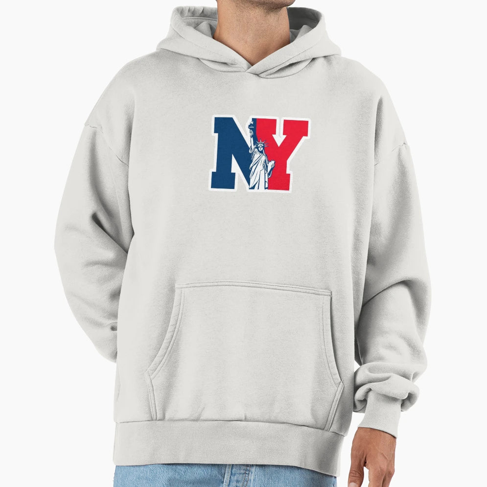 Ny Logo Featuring Statue Liberty Hoodie - Custom Art Print for Adults - T-Shirt, Sweatshirt, Hoodie