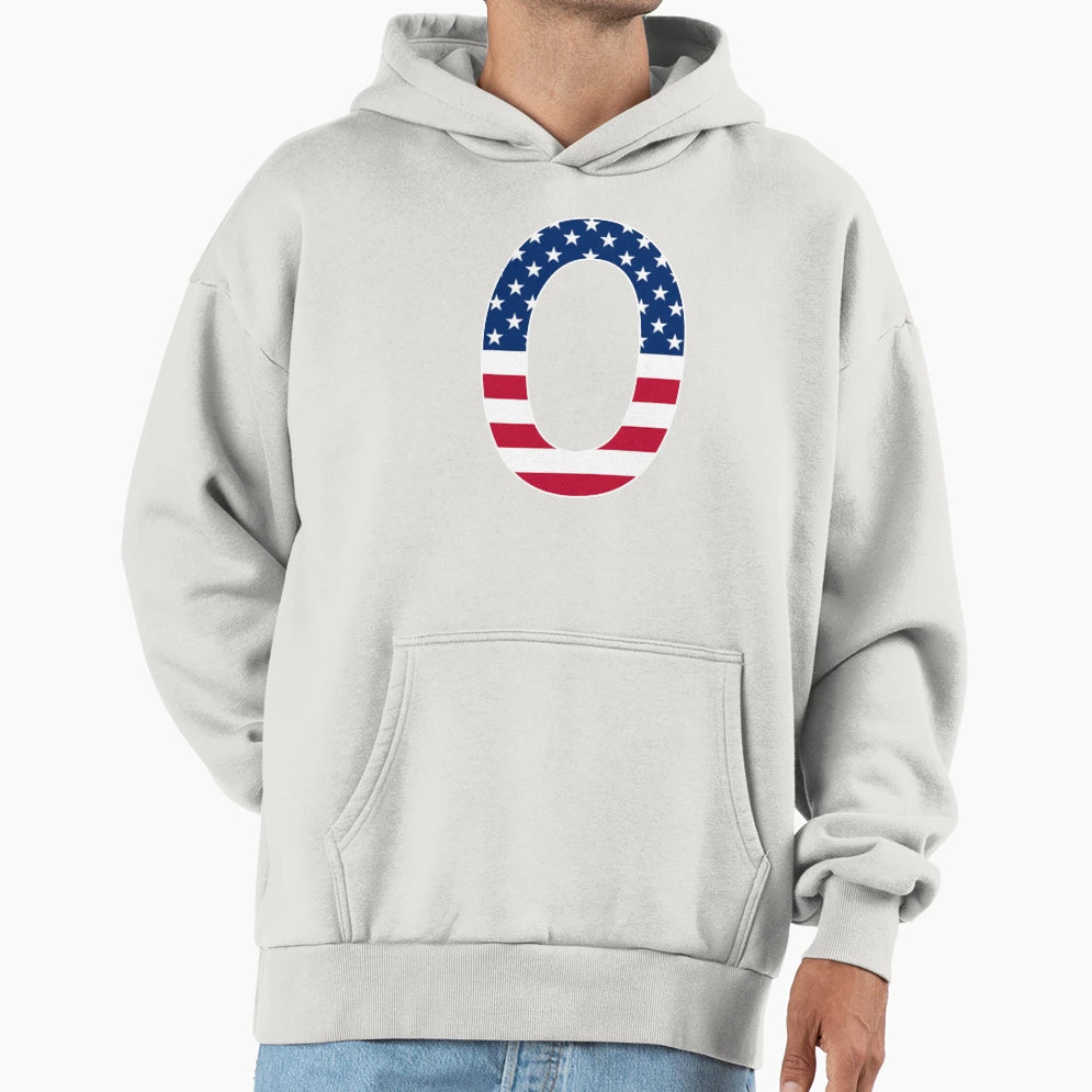 Number 0 American Flag Gift American Hoodie - Aesthetic Graphic for Adults - T-Shirt, Sweatshirt, Hoodie
