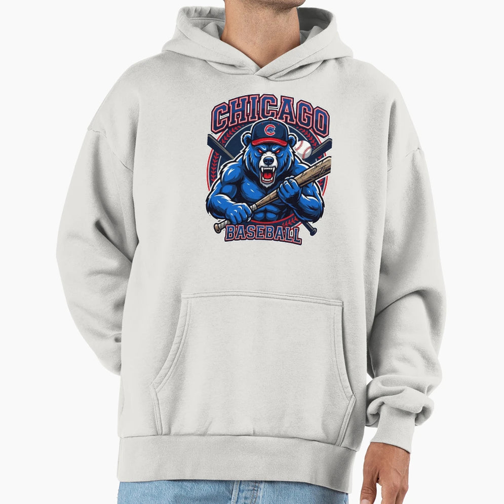 Angry Blue Bear Baseball Fighter Mascot Hoodie - Fun Novelty Design Unisex - T-Shirt, Sweatshirt, Hoodie