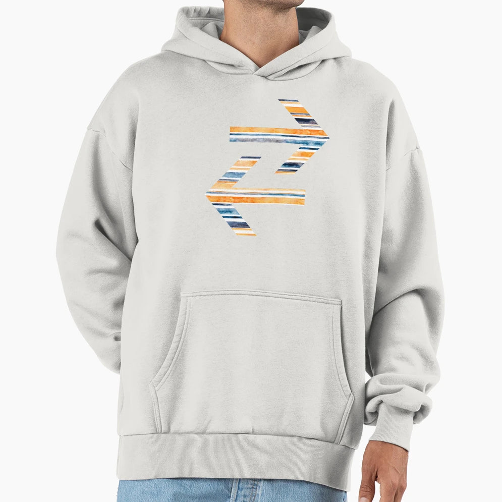 Watercolor Stripes Orange Navy Hoodie - Novelty Apparel Men Women - T-Shirt, Sweatshirt, Hoodie