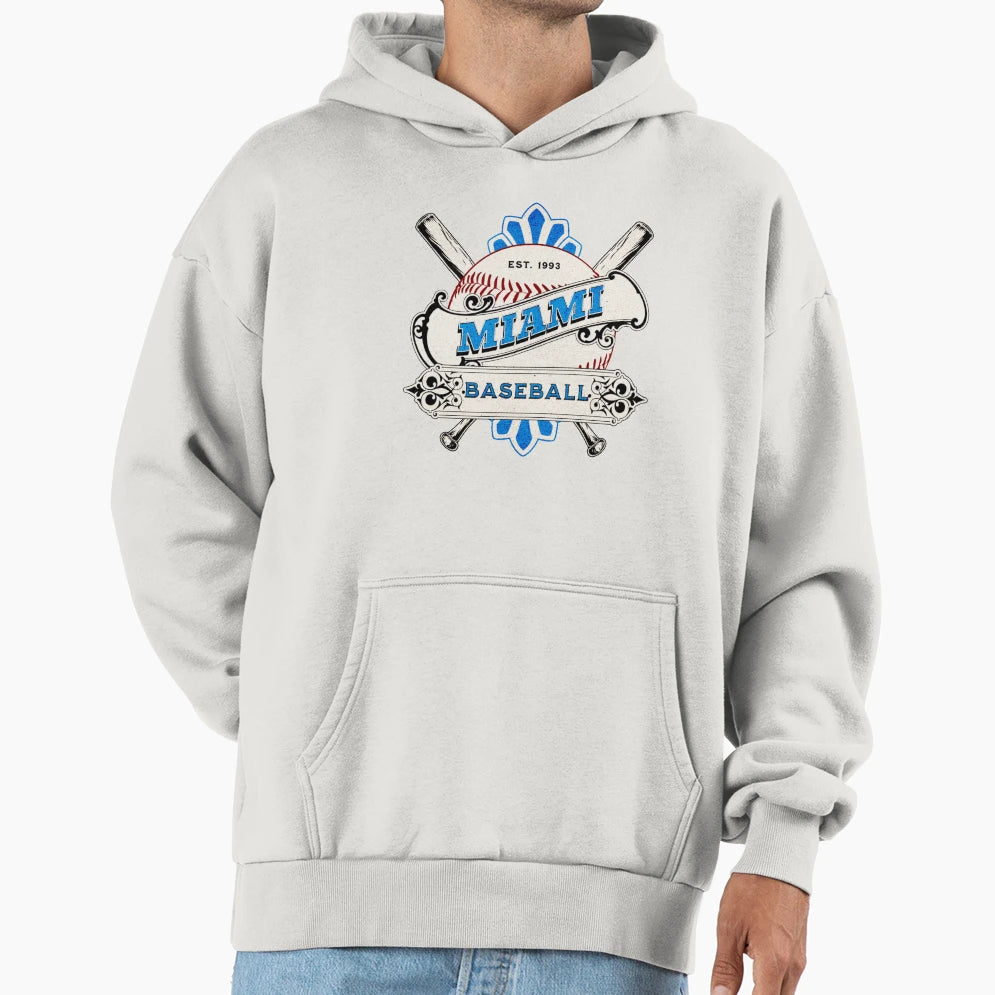 Miami Baseball Hoodie - Novelty Apparel Unisex - T-Shirt, Sweatshirt, Hoodie