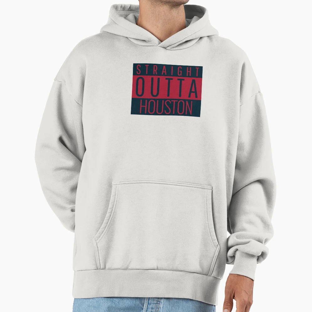 Straight Outta Houston Football Hoodie - Trendy Graphic Men Women - T-Shirt, Sweatshirt, Hoodie