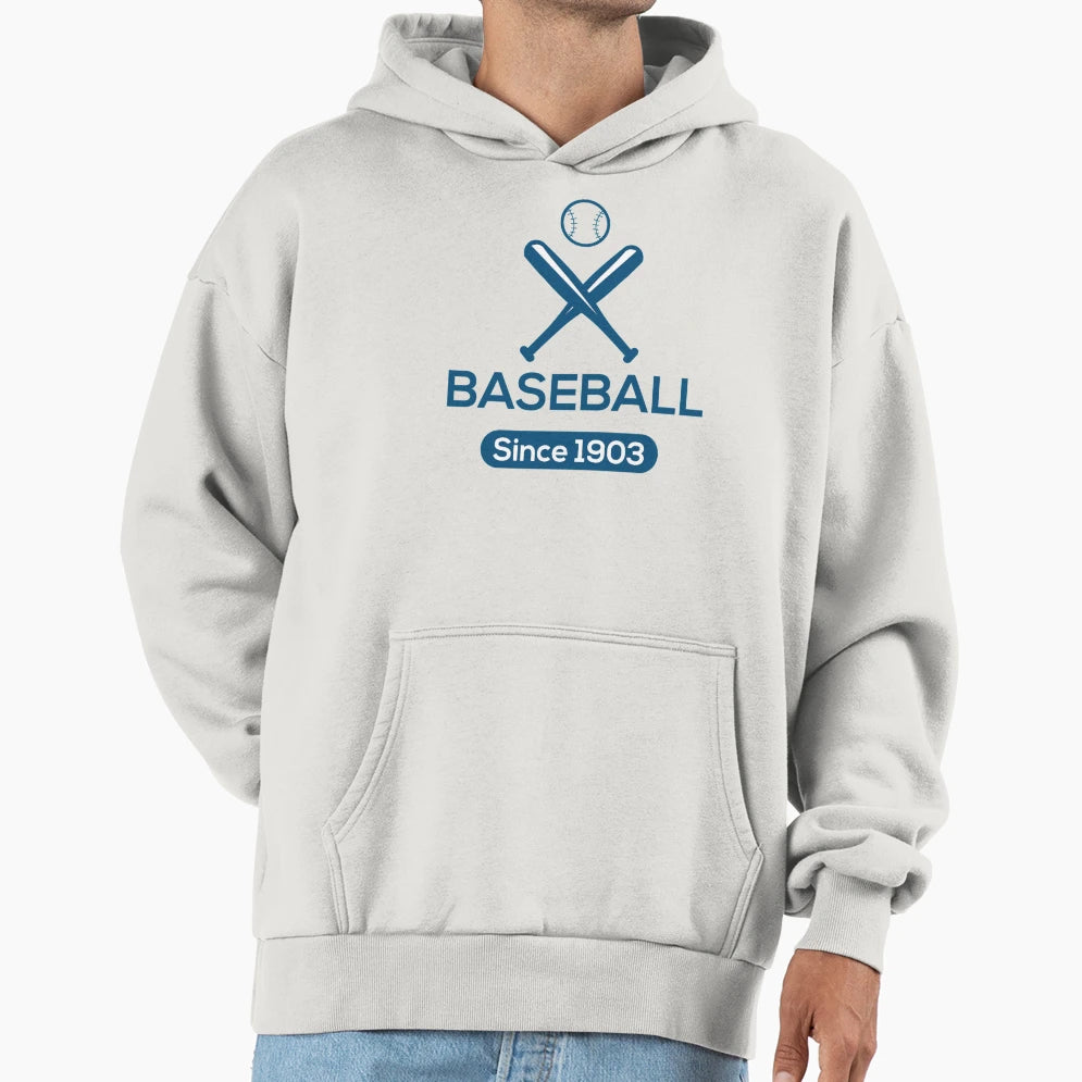 American Baseball Sport Logo Hoodie - Casual Everyday Wear Men Women - T-Shirt, Sweatshirt, Hoodie
