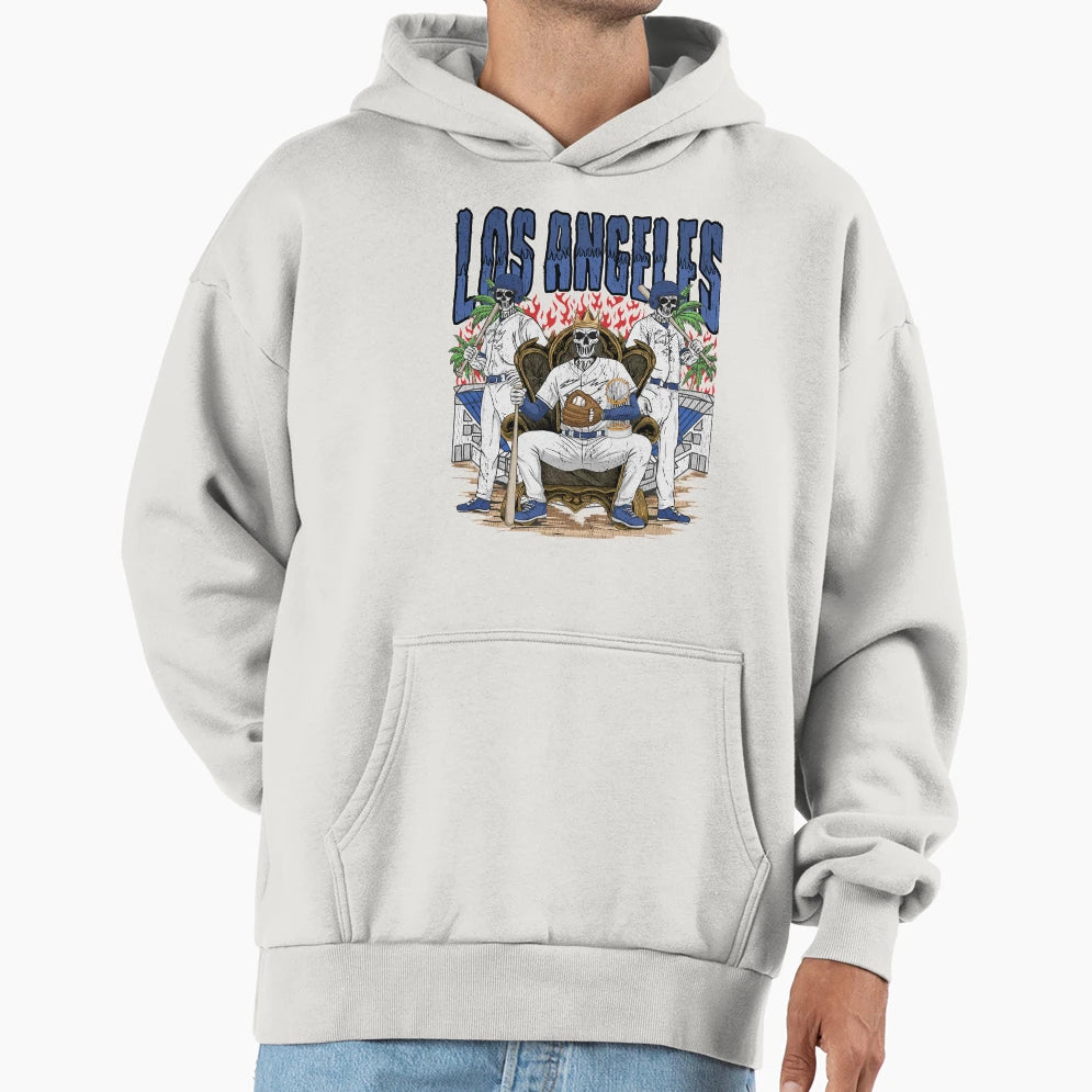 Los Angeles Baseball Skull Hoodie - Unique Graphic Men Women - T-Shirt, Sweatshirt, Hoodie
