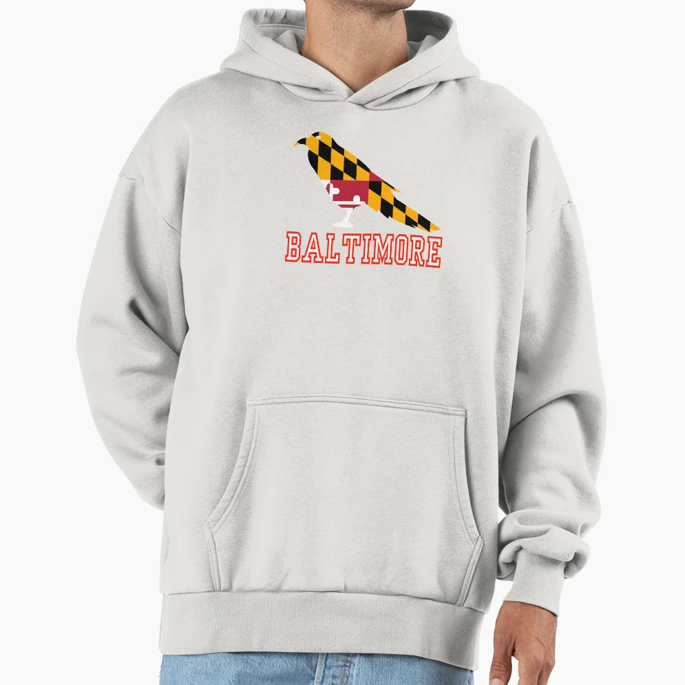 Baltimore Raven Maryland Flag Vacation Hoodie - Trendy Graphic Unisex - T-Shirt, Sweatshirt, Hoodie