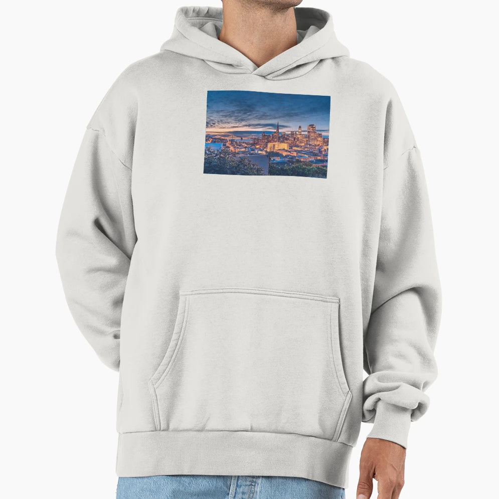San Francisco City Skyline Night Hoodie - Aesthetic Graphic for Adults - T-Shirt, Sweatshirt, Hoodie