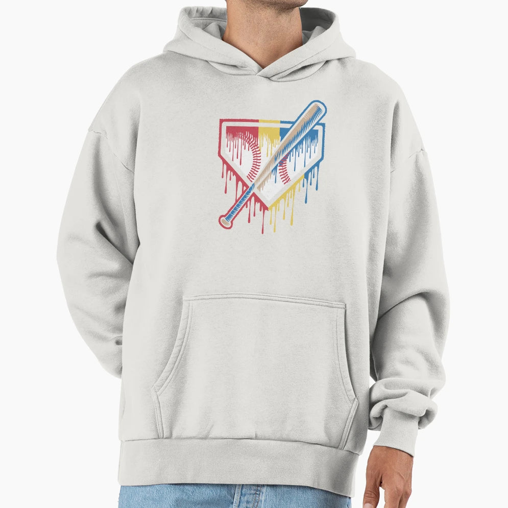 Baseball Home Plate Drip Colorful Sprinkles Hoodie - Unique Graphic Unisex - T-Shirt, Sweatshirt, Hoodie