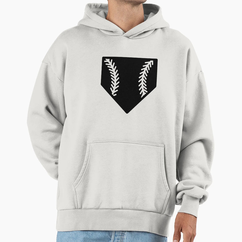 Baseball Home Plate Stitches Hoodie - Minimalist Print Unisex - T-Shirt, Sweatshirt, Hoodie