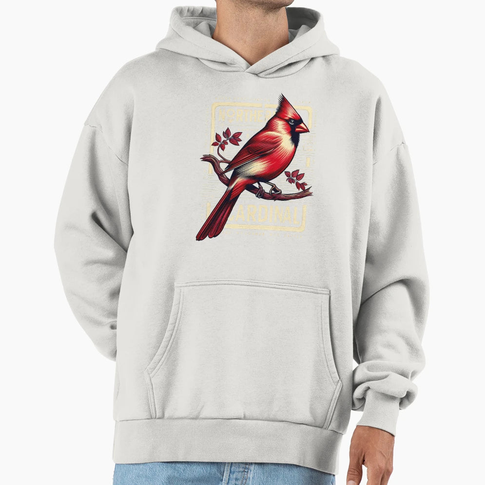 Northern Cardinal Hoodie - Minimalist Print Men Women - T-Shirt, Sweatshirt, Hoodie