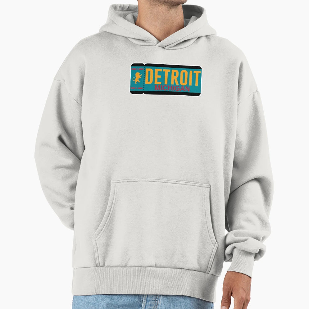Detroit Ticket Throwback Hoodie - Novelty Apparel Unisex - T-Shirt, Sweatshirt, Hoodie