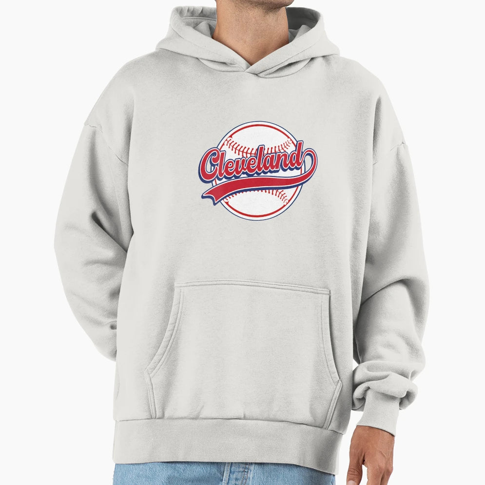 Womens Cleveland Cityscape Baseball Hoodie - Graphic Print for Adults - T-Shirt, Sweatshirt, Hoodie