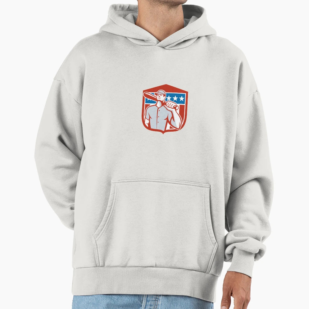 American Baseball Batter Bat Shield Hoodie - Fun Novelty Design Unisex - T-Shirt, Sweatshirt, Hoodie