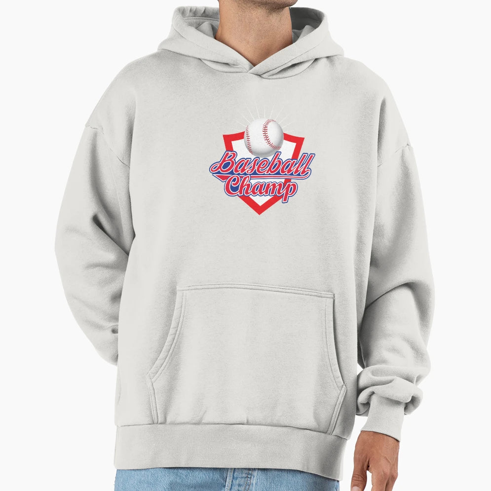 Baseball Champ Sports Emblem Hoodie - Novelty Apparel Men Women - T-Shirt, Sweatshirt, Hoodie