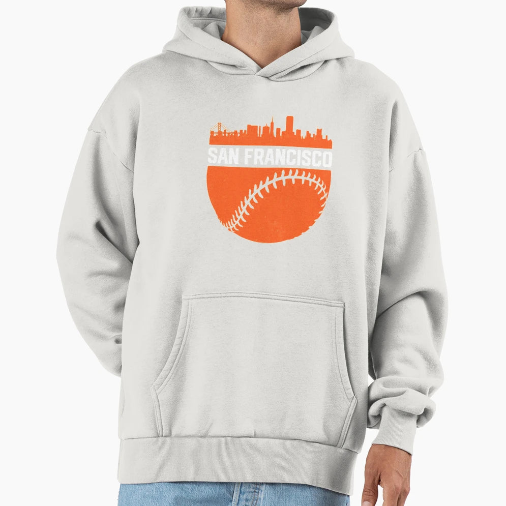 San Francisco Cali Skyline Baseball Hoodie - Graphic Print Men Women - T-Shirt, Sweatshirt, Hoodie