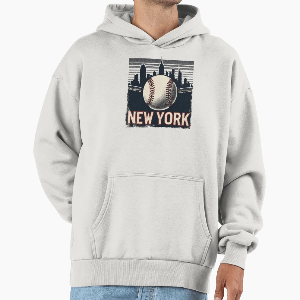 New York Baseball Cityscape Hoodie - Graphic Print Men Women - T-Shirt, Sweatshirt, Hoodie