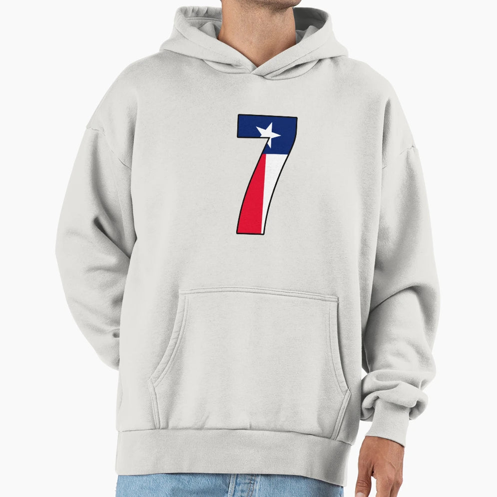 Number 7 Texas Flag Hoodie - Graphic Print for Adults - T-Shirt, Sweatshirt, Hoodie