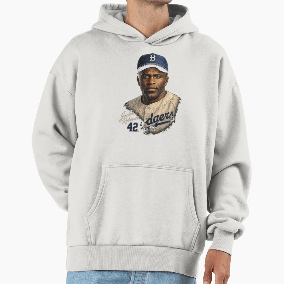 Jackie Robinson Dodgers Portrait Art Hoodie - Novelty Apparel Unisex - T-Shirt, Sweatshirt, Hoodie