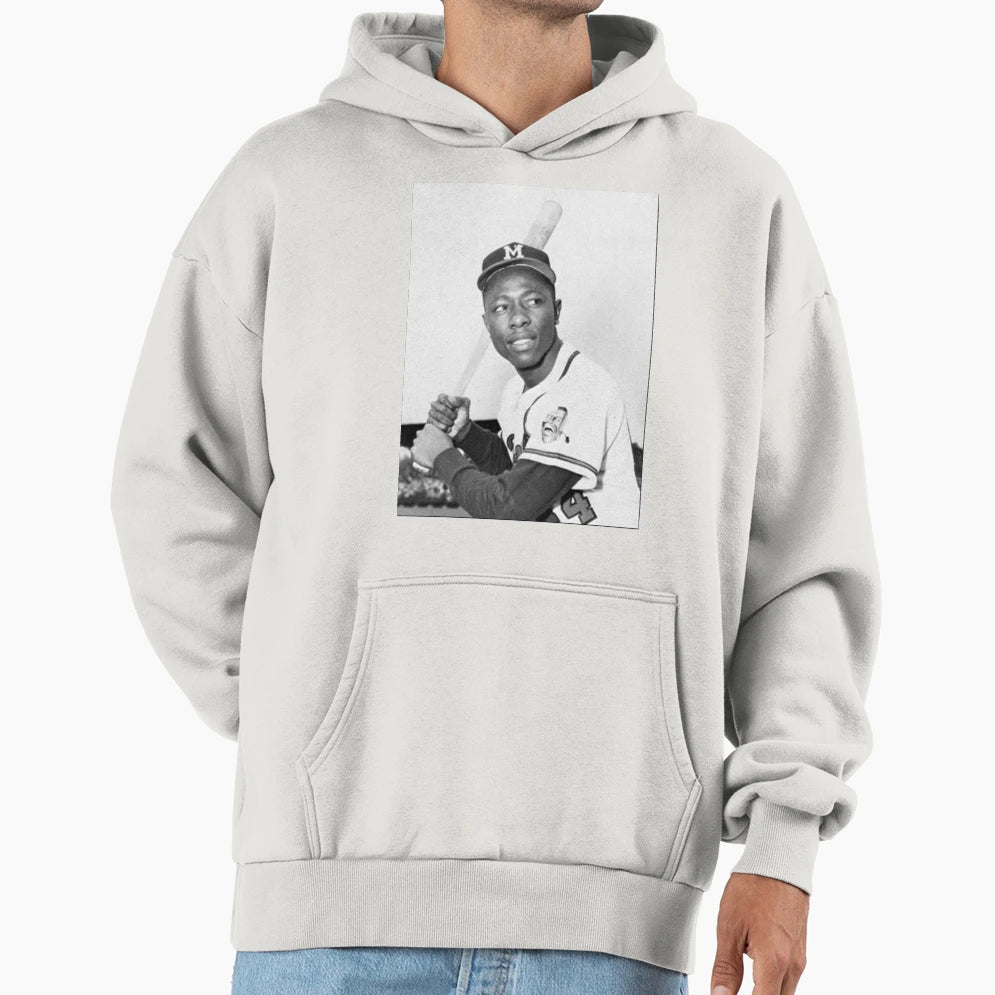 Hammerin Hank Aaron B W Photo Hoodie - Streetwear Style Men Women - T-Shirt, Sweatshirt, Hoodie