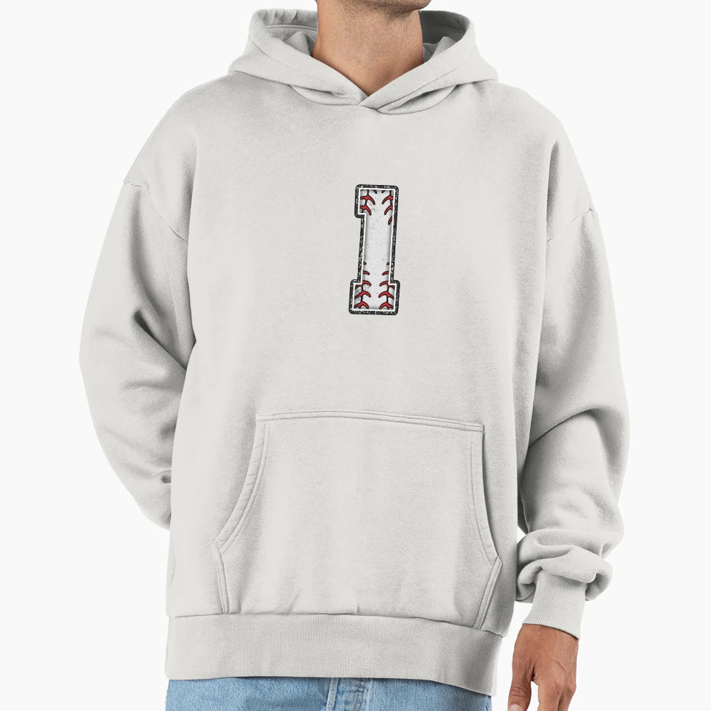 Baseball Number 1 Hoodie - Fun Novelty Design Men Women - T-Shirt, Sweatshirt, Hoodie