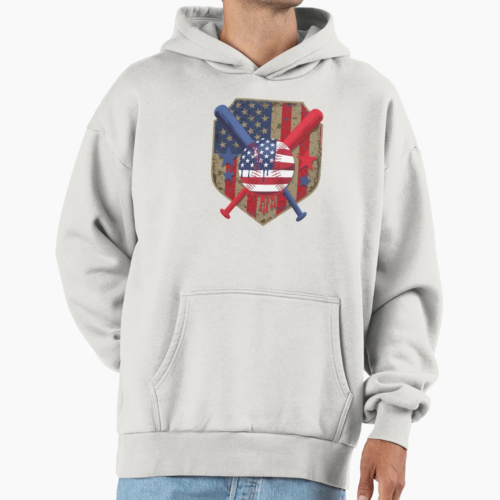 4Th July Baseball Drip Patriotic American Hoodie - Minimalist Print Unisex - T-Shirt, Sweatshirt, Hoodie