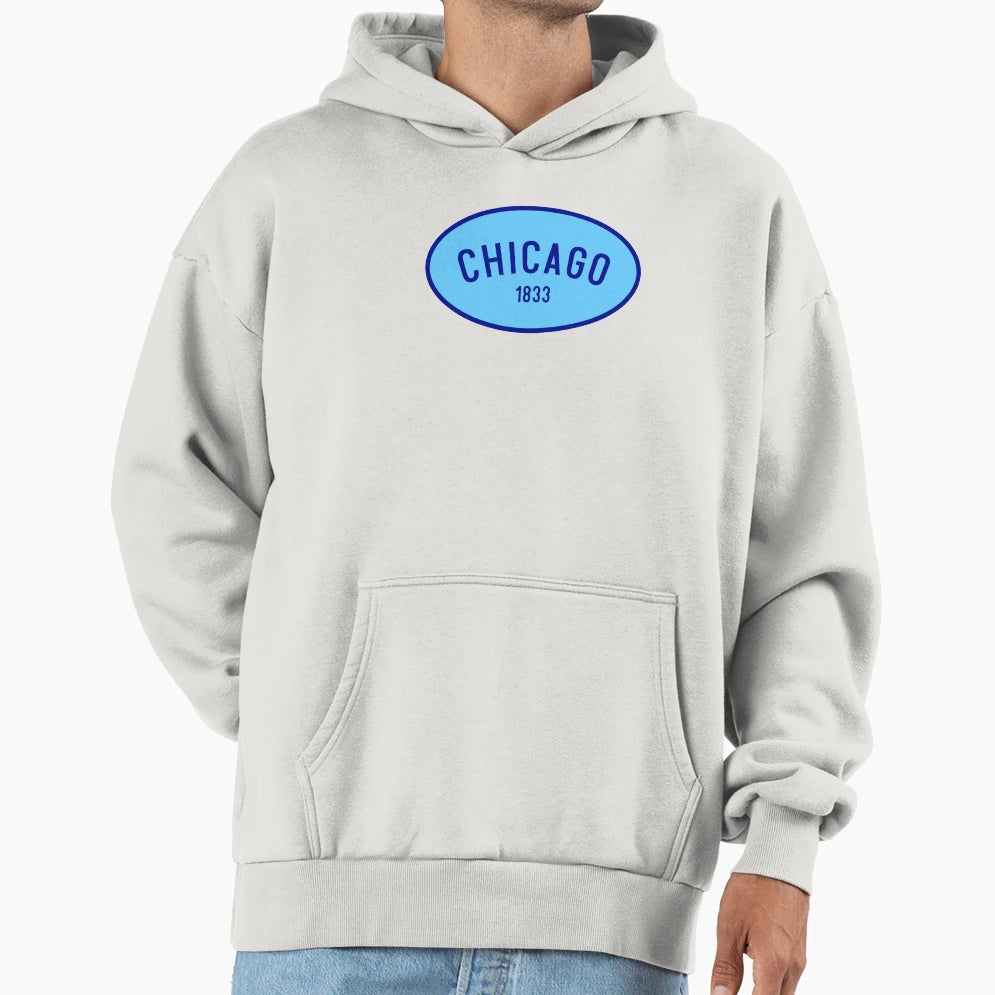 Chicago Blue 1833 Hoodie - Custom Art Print Unisex - T-Shirt, Sweatshirt, Hoodie