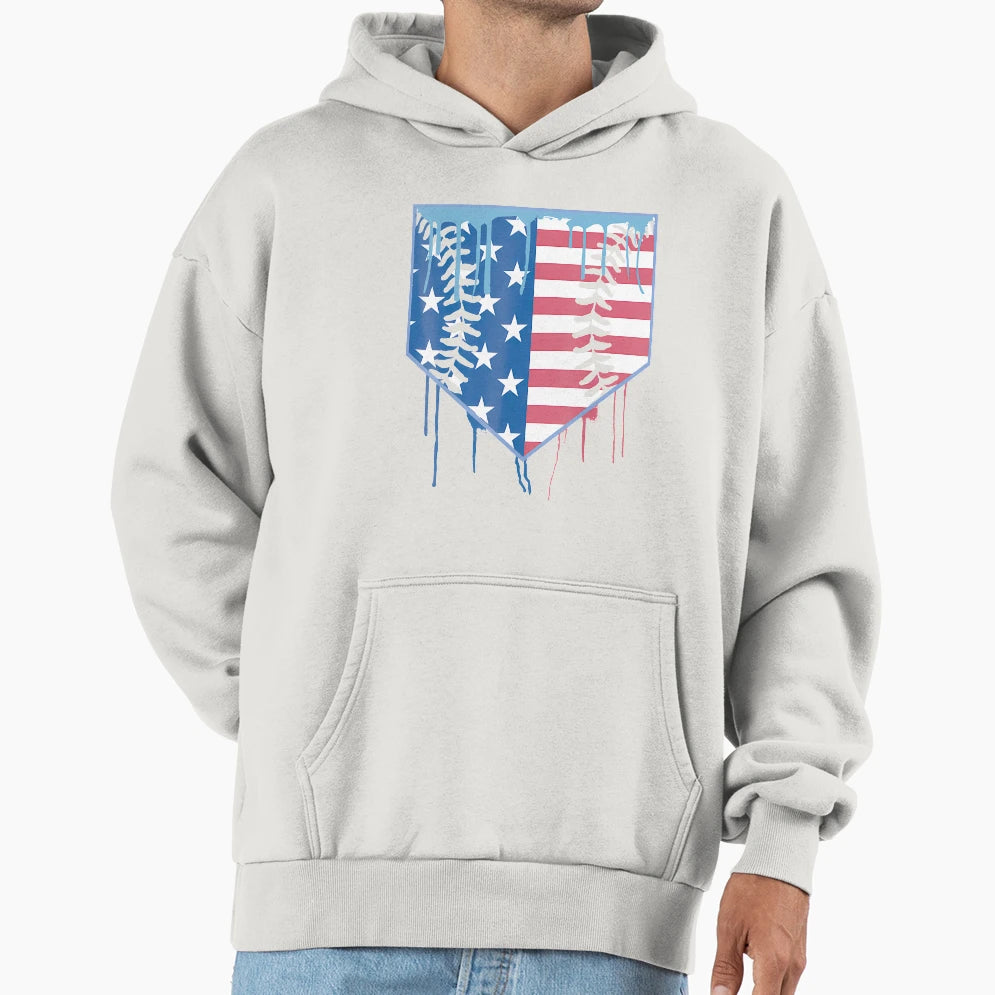 Baseball Drip Ice Cream Patriotic Hoodie - Custom Art Print for Adults - T-Shirt, Sweatshirt, Hoodie