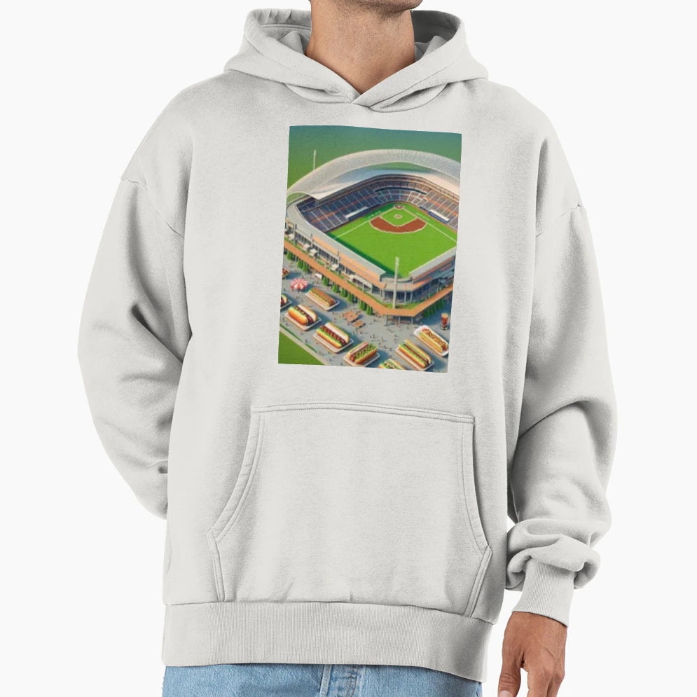 Iconic Pixel Art Baseball Stadium Hoodie - Trendy Graphic for Adults - T-Shirt, Sweatshirt, Hoodie