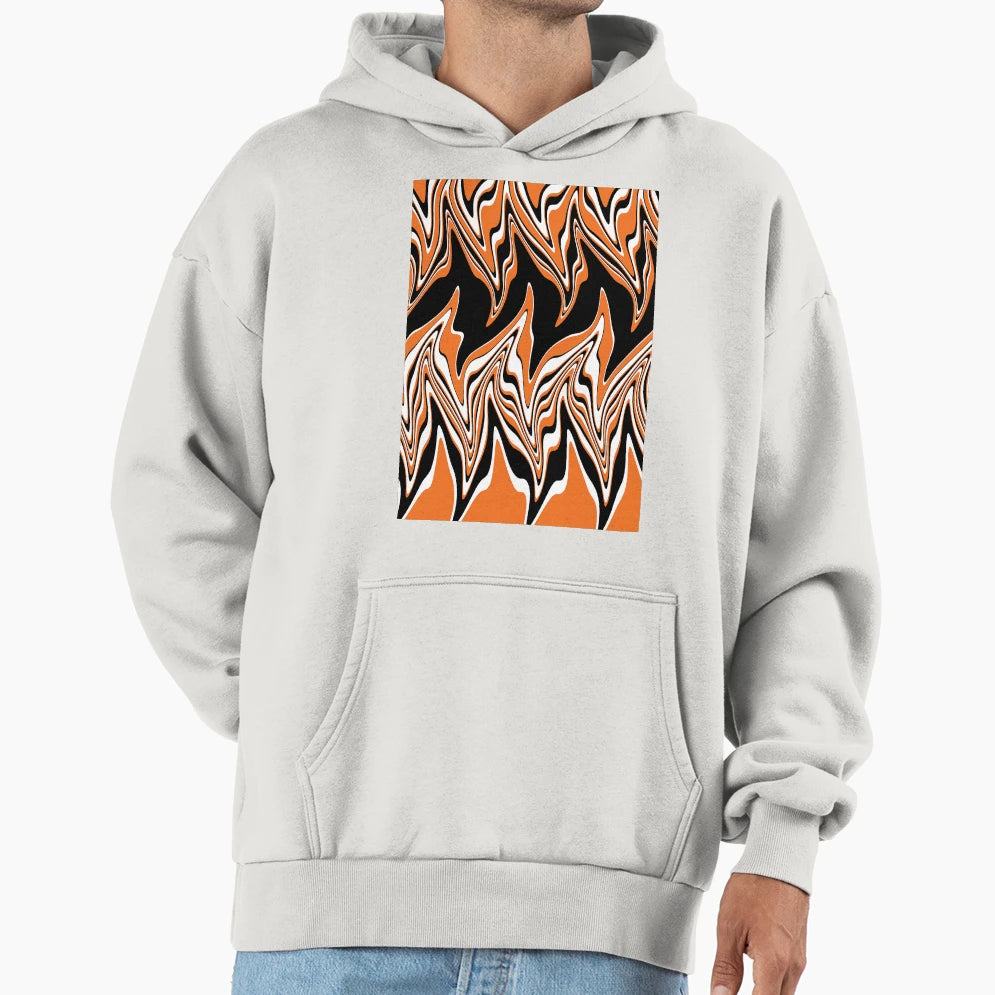 Warped Orange Black And White Hoodie - Aesthetic Graphic for Adults - T-Shirt, Sweatshirt, Hoodie