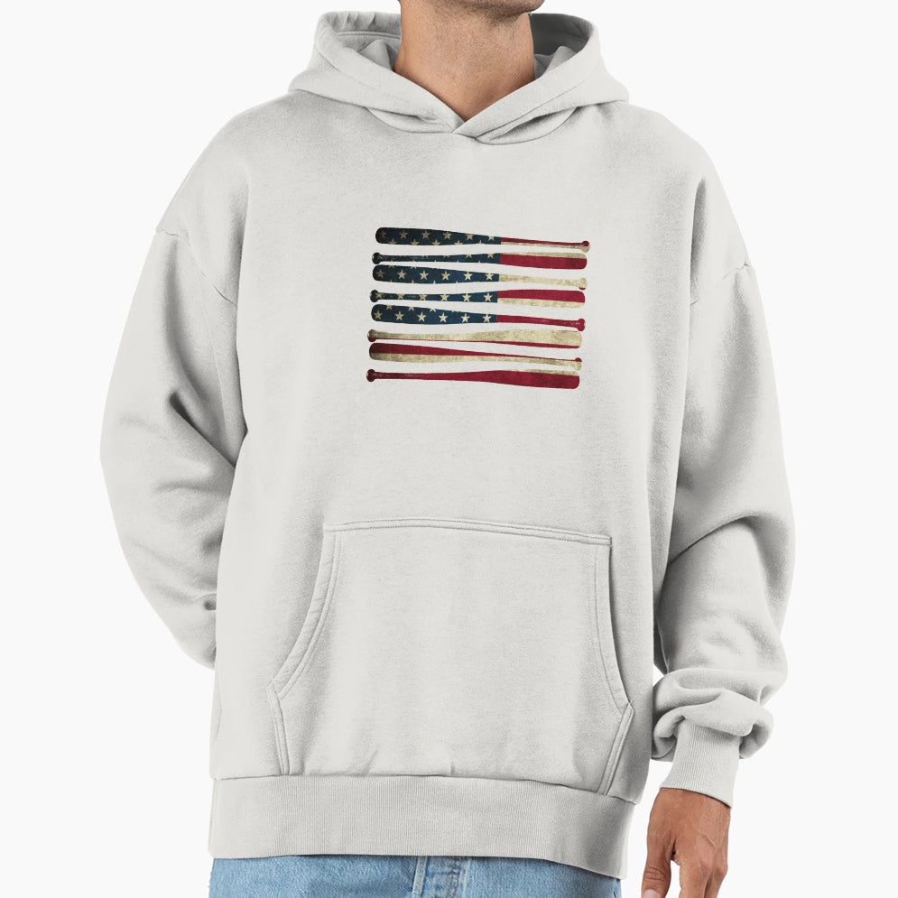 America Baseball Flag Hoodie - Minimalist Print Unisex - T-Shirt, Sweatshirt, Hoodie
