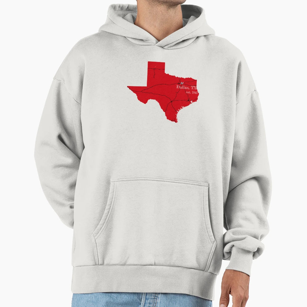 Dallas Tx Red Hoodie - Streetwear Style Unisex - T-Shirt, Sweatshirt, Hoodie