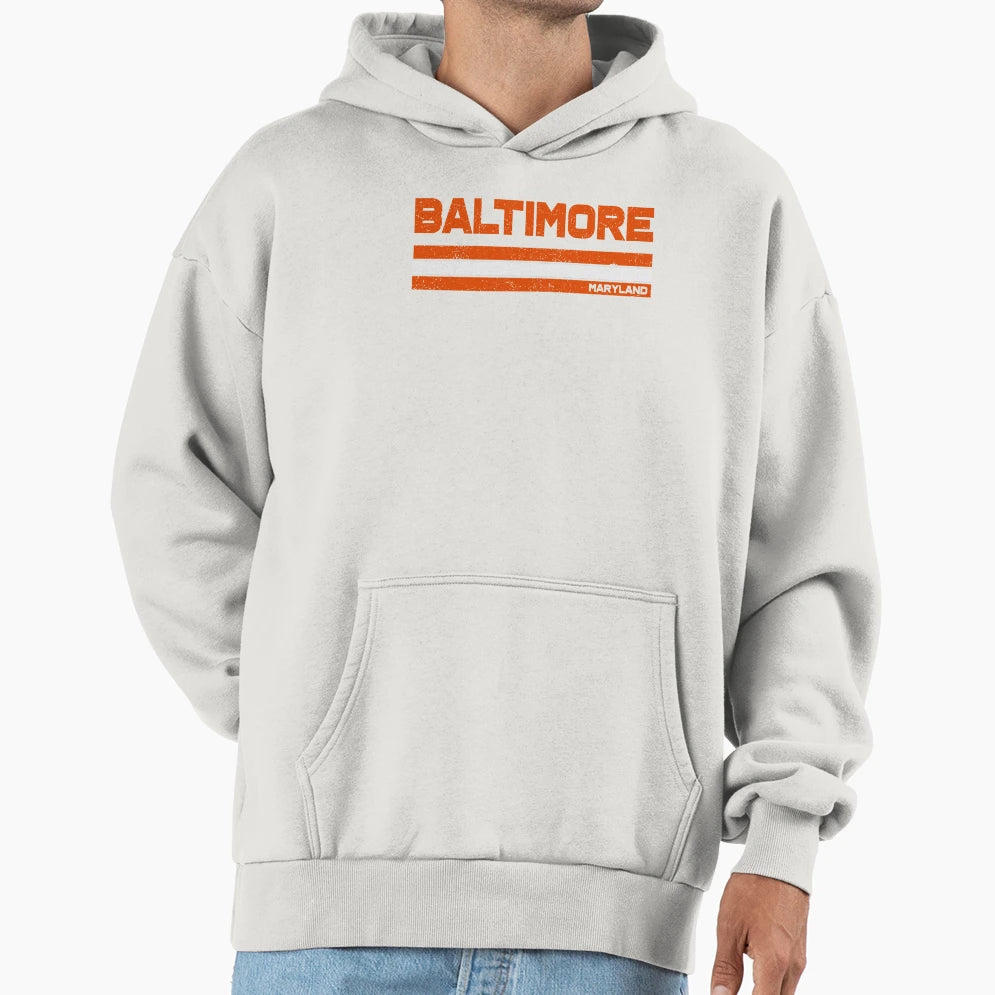 Baltimore Baseball Stripe Hoodie - Aesthetic Graphic for Adults - T-Shirt, Sweatshirt, Hoodie