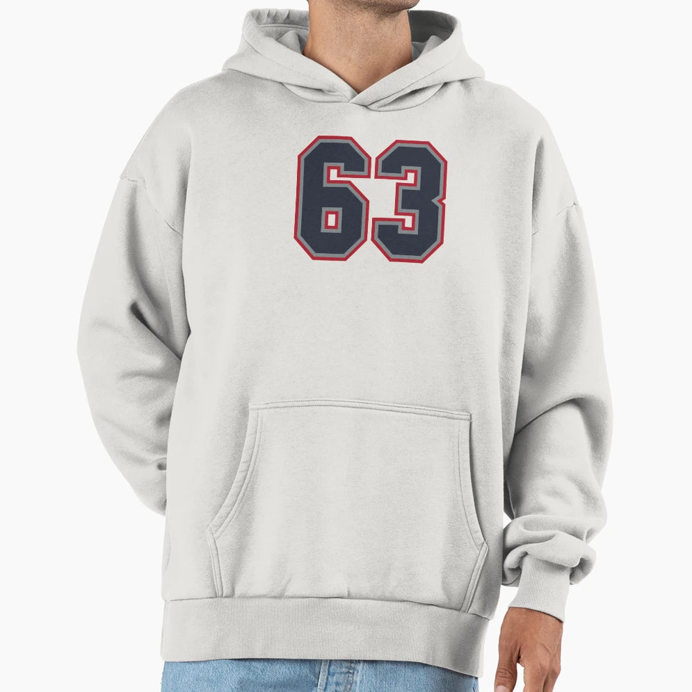 63 Navy Grey Red Sports Number Sixty Three Hoodie - Graphic Print Men Women - T-Shirt, Sweatshirt, Hoodie