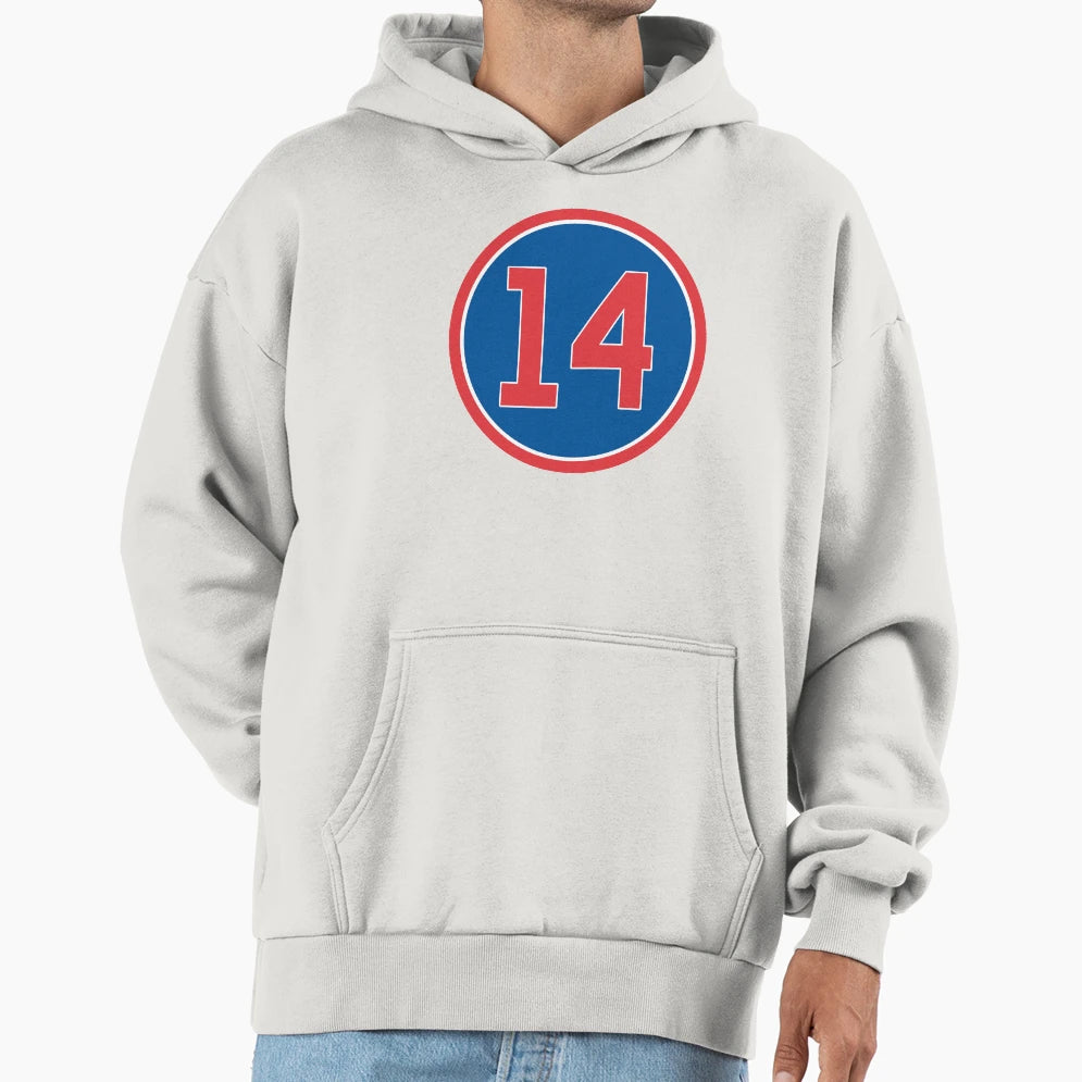 Ernie Banks 14 Jersey Number Hoodie - Fun Novelty Design for Adults - T-Shirt, Sweatshirt, Hoodie