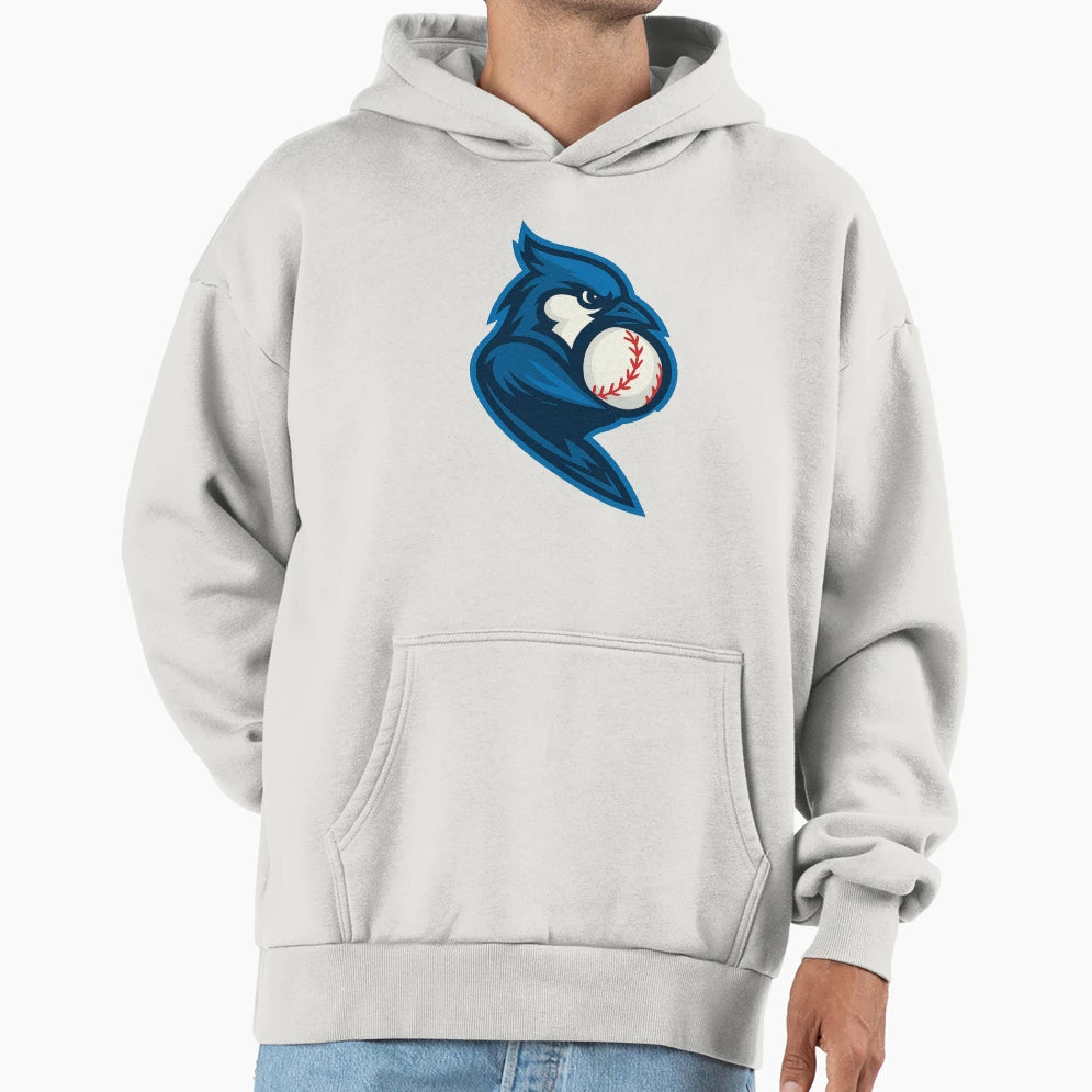 Blue Jay Holding Baseball Hoodie - Trendy Graphic Men Women - T-Shirt, Sweatshirt, Hoodie