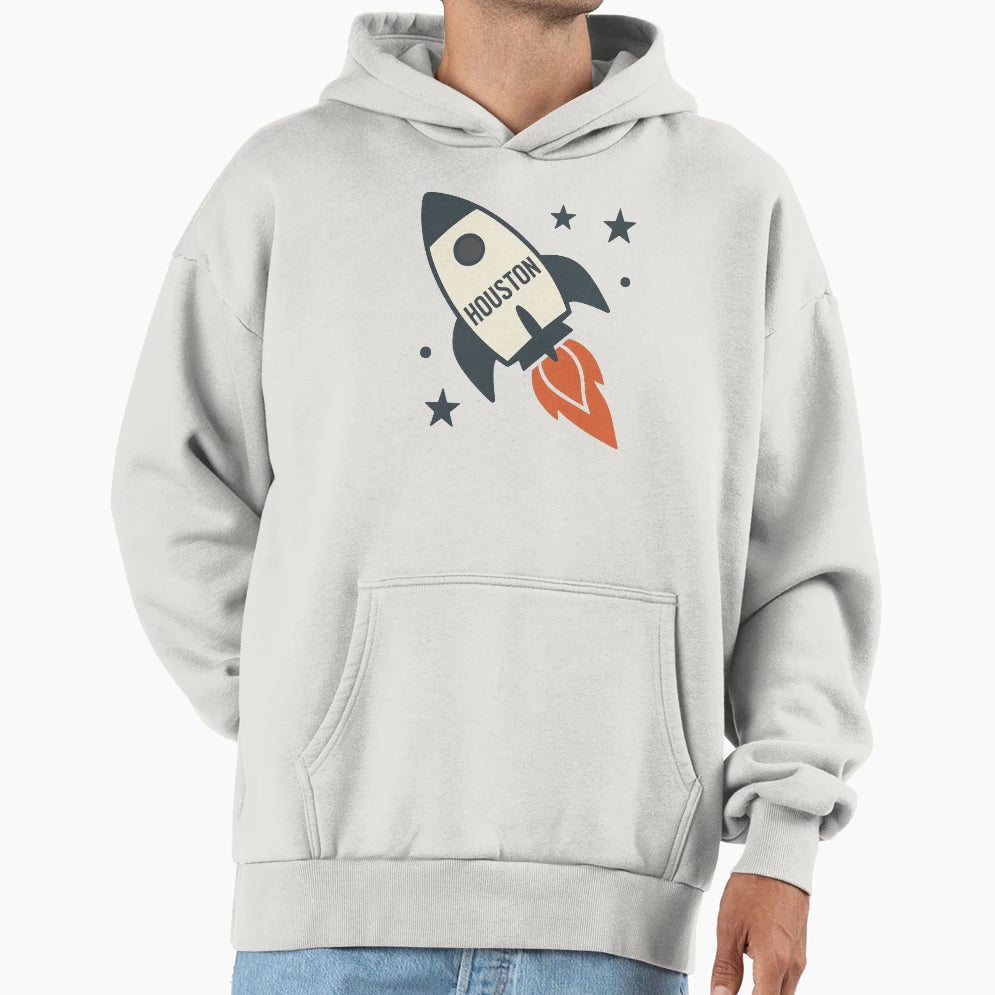 Houston Rocket Minimalist Space Hoodie - Casual Everyday Wear Men Women - T-Shirt, Sweatshirt, Hoodie