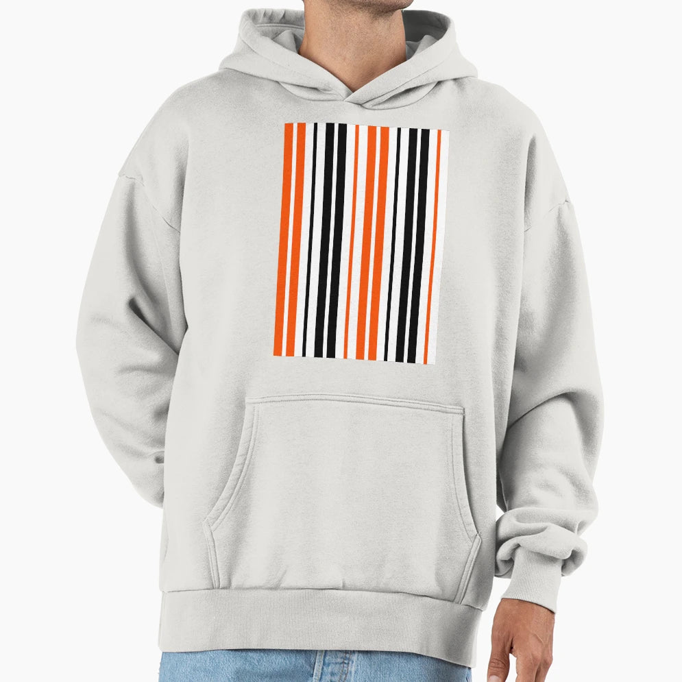 Orange Black Stripes White Background Hoodie - Streetwear Style Men Women - T-Shirt, Sweatshirt, Hoodie